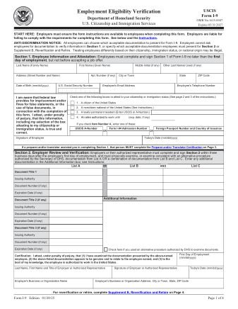 I-9, Employment Eligibility Verification